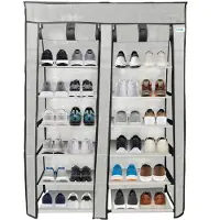 Lendo Online Armoire à Chaussures Pliable 90×28×126 cm Gris