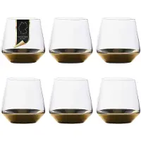 Intirilife 6x Verre À Boire Avec Fond Doré - Capacité 350 Ml - Eau Jus De Fruits Verre Cristal Gobelet Antichoc