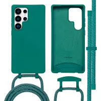 IMoshion Coque arrière Color avec cordon amovible et MagSafe pour Samsung Galaxy S25 Ultra - Vert foncé