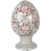 Clayre & Eef Pedestal Egg Decoration Grey/Pink Ø 15x24 cm