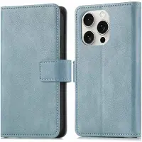 IMoshion Étui de télephone portefeuille de luxe Apple iPhone 16 Pro - Bleu clair