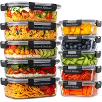 Savoré Kitchen Preserving Trays Set - with Steam Lid - Meal Prep Trays - Freezer Trays Glass - Airtight - 10 Pieces - 1040 & 380 ML