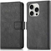 IMoshion Étui de télephone portefeuille de luxe Apple iPhone 16 Pro Max - Noir