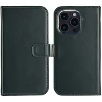 Selencia Étui portefeuille en cuir véritable Apple iPhone 16 Pro - Vert