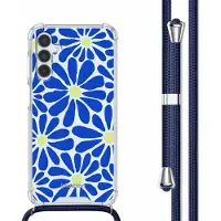 IMoshion Coque Design avec cordon Samsung Galaxy A15 (5G/4G) - Cobalt Blue Flowers Connect