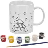 Orion Mug en porcelaine pour peindre un sapin de Noël, avec peintures incluses, 350 ml