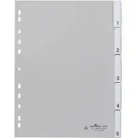 Durable Répertoire 6440 DIN A4 1-5 polypropylène gris 5 onglets onglets soudés, avec étiquette à insérer remplaçable 644
