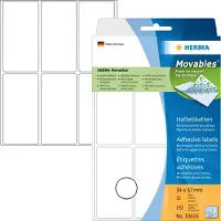 Herma Movables - Auto-adhésif - blanc - 34 x 67 mm 192 unités (32 feuille(s) x 6 étiquettes