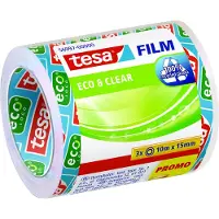 TESA 3x tesafilm ECO & CLEAR, sans solvant et résistant au vieillissement (15 mm)