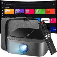 Strex Smart Beamer WiFi - Mini-projecteur avec applications (WhaleOS) - Projecteur Full HD 1080p - Compatible 4K - Bluetooth et haut-parleurs intégrés - Sac de rangement et écran de projection inclus