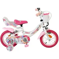 Volare Vélo pour enfants Unicorn - modèle pour filles - 12 pouces - blanc - avec deux freins à main