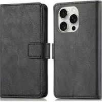 IMoshion Étui de télephone portefeuille de luxe Apple iPhone 16 Pro - Noir