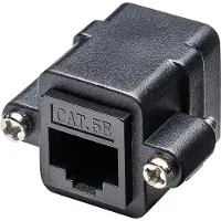 Goobay 72361 Raccord/connecteur modulaire RJ45 avec bride de montage, CAT 5e, CAT 5e, noir - 2x RJ45 femelle (8P8C)