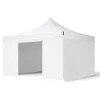 TOOLPORT 4x4 m Tonnelle pliante Alu, PES 800, côtés sans fenêtre, blanc