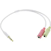 InLine Adaptateur de casque audio de 3,5 mm avec 4 broches et 2 x 3,5 mm de microphone et haut-parleur 0,25 m