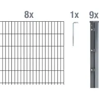 Alberts 672355 Clôture en treillis double comme set complet de clôture de 12 pièces, anthracite, hauteur 83 cm, longueur 12,5 m