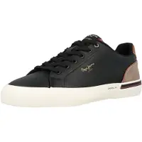 Pepe Jeans pour homme. PMS300011 Trainers Kenton Campus black (45), Noir, Plat, Lacets, Casuel