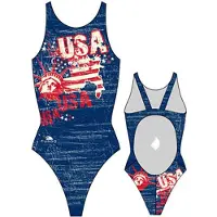 Turbo Usa Vintage Map 2013 Swimsuit Bleu 7-8 Years Fille