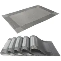 Intirilife 6x Set De Table En Pvc Gris - 45 X 30 Cm - Tapis De Table Dessous De Plat Essuyable, Résistant À La Chaleur Pour La Cuisine Table À Manger