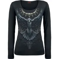 Spiral T-shirt manches longues Gothic de - Raven Skull - M - XL - pour Femme - noir - Taille XL
