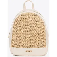 WITTCHEN Sac à dos pour femme avec motif tressé, couleur crème et beige, en