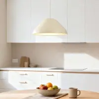 LumenXL Suspension Evara en beige clair brillant avec intérieur blanc