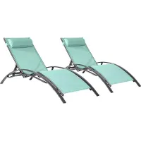 Happy Garden Lot De 2 Transats Galapagos En Textilène Vert D'eau - Aluminium Gris Anthracite