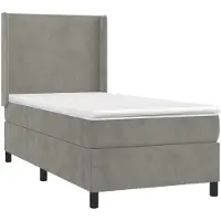vidaXL Lit boxspring avec matelas gris clair 100x200 cm velours