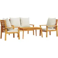 vidaXL Salon de jardin 4 pcs avec coussins Bois d'acacia solide