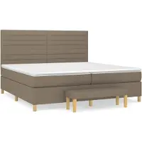 vidaXL Lit boxspring avec matelas Taupe 200x200 cm Tissu