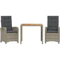 vidaXL Ensemble de jardin 3 pièces avec coussins Gris Poly rotin