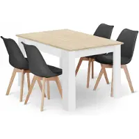 TEXTILOMANIE Ensemble Repas - - Mark - Chêne/Chêne Sonoma/Noir - 120 X 80 Cm - 5 Pièces