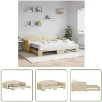 The Living Store Lit de jour extensible Crème 90x200 cm Tissu