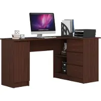 Akord Bureau D'angle Droit 3 Tiroirs 1 Placard Wengé 155X85X77