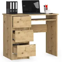 Akord Bureau A-6 en chêne artisan gauche avec tiroirs et plateau extensible pour clavier