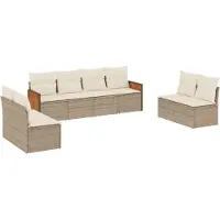 vidaXL Ensemble de jardin canapé 8 pièces avec coussins Beige Poly Rattan