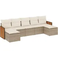 vidaXL Ensemble de salon de jardin 7 pièces avec coussins Beige Poly Rattan