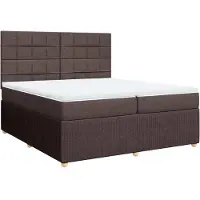 vidaXL Lit boxspring avec matelas brun foncé 200x200 cm Tissu