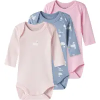 Name it Barboteuse / body bleu-gris / rose / poudre / blanc