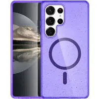 IMoshion Coque Pailletée avec MagSafe pour Samsung Galaxy S24 Ultra - Paillettes Violet