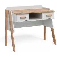 VitaliSpa Bureau Malia Blanc/Artisan 97x51cm avec 2 tiroirs, Model 58372