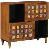 vidaXL Buffet avec rangements, noyer, 80 x 33 x 75 cm, bois massif de manguier