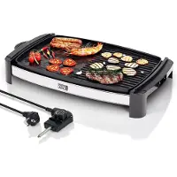Lebenlang Plaque de gril électrique - 2000 Watt - 4 à 8 personnes - Idéal pour l'intérieur et l'extérieur - 32.1 x 54.5 x 6.5 cm - noir