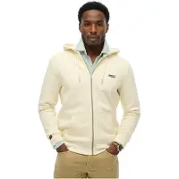 Superdry Homme Sweat à Capuche Zippé Logo Essential Mi-brossé Cream Taille: M