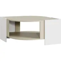 En.casa Table basse 'Klipsari' Table de salon 75 x 75 x 40 cm avec espace de rangement blanc/sable