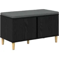 vidaXL Banc D'entrée Avec Coussin Chêne Noir 60 X 38 X 46 Cm