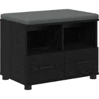 vidaXL Banc D'entrée Avec Coussin Chêne Noir 60 X 38 X 46 Cm