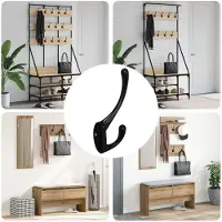 vidaXL Crochet à vêtements 12 pcs Noir 102 x 29 x 47mm Alliage de zinc