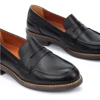 Pikolinos pour femme. HAW8J-3541 Mocassins en cuir Aldaya noir (37), Plat, 1 à 3 cm, Aucun, Casuel, Classique