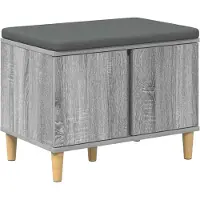 vidaXL Banc d'entrée avec coussin Gris Sonoma 60 x 38 x 46 cm